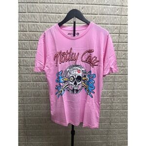 Motley Crue Girls Girls Girls Pink Graphic Tee Shirt Skull Pistons Small NEW